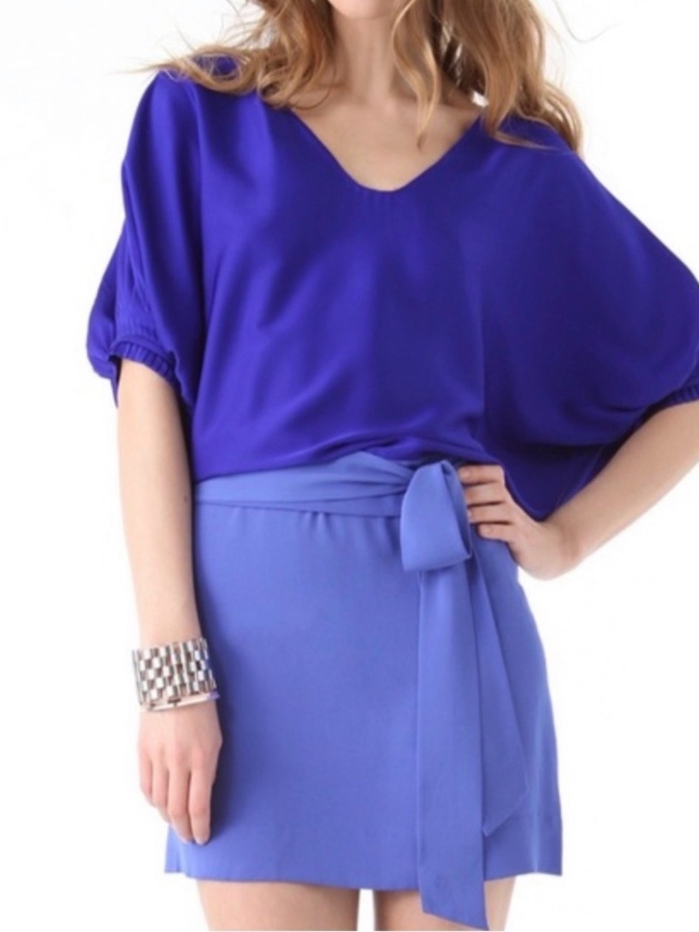 Diane Von Furstenberg Royal Blue V-Neck Top